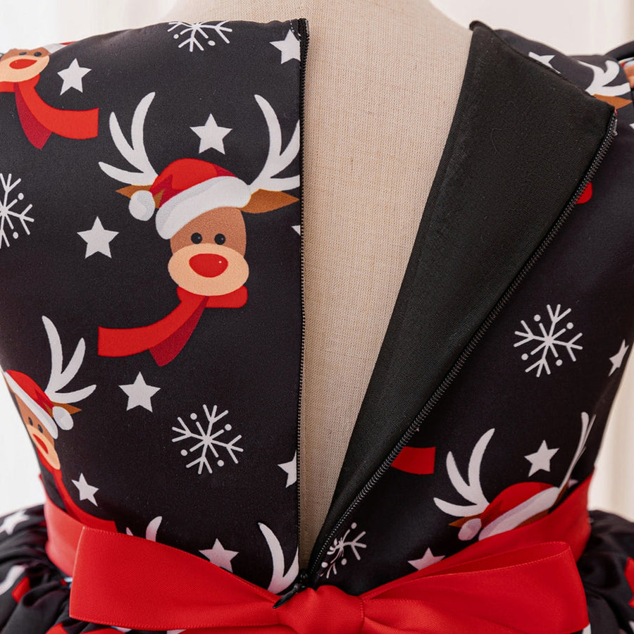 A-Linie/Princess-Linie U-Ausschnitt Puffärmel Weihnachtskleider für Mädchen