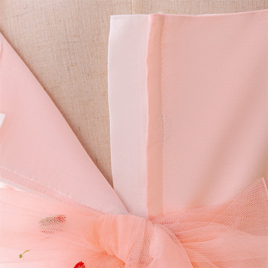 Ballkleid mit U-Ausschnitt und Puffärmeln, Blumenmädchenkleider mit Schleife