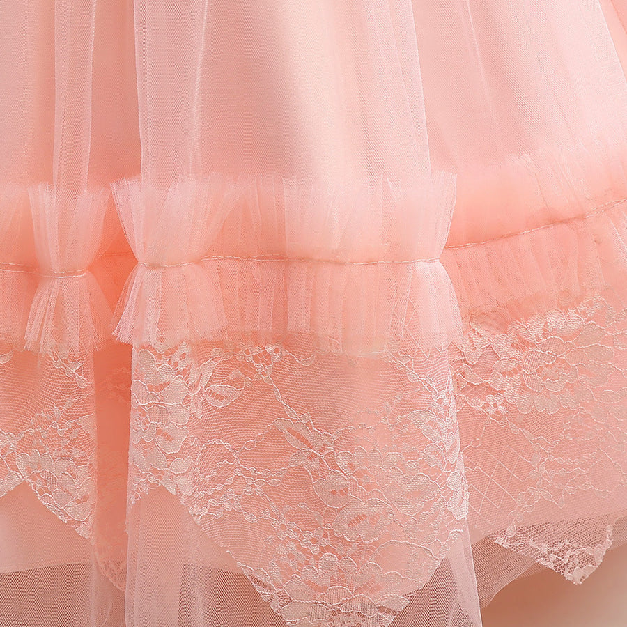 Ballkleid Kalte Schulter Kurze Ärmel Blumenmädchenkleider mit Applikationen