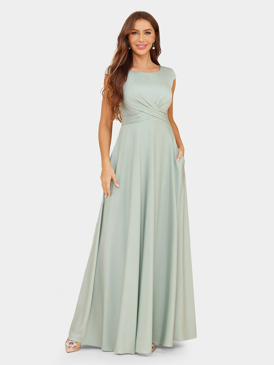 A-Linie/Princess-Linie U-Ausschnitt Kurze Ärmel Abendkleider mit Rüschen