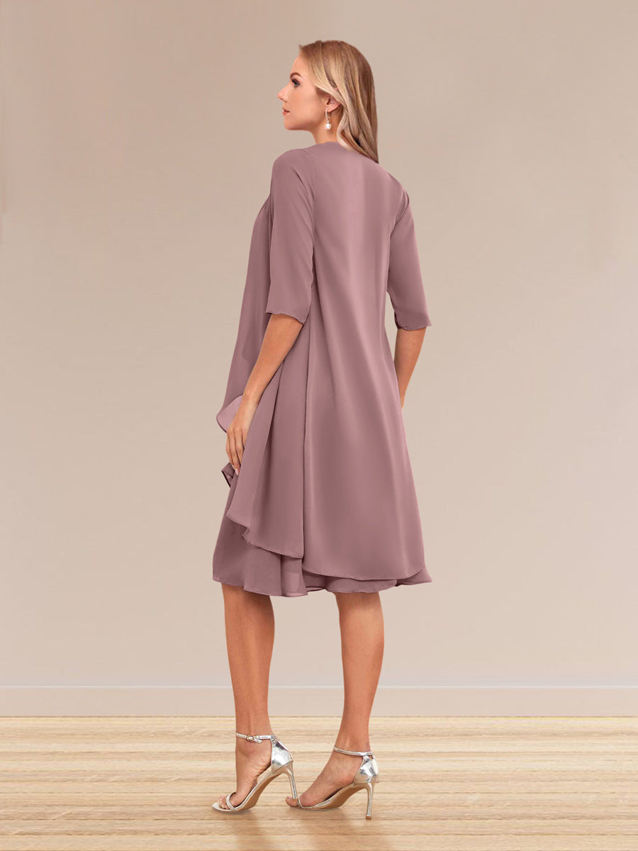 A-Linie/Princess-Linie Halbarm Formelle Abendkleider mit Rüschen und Jacke