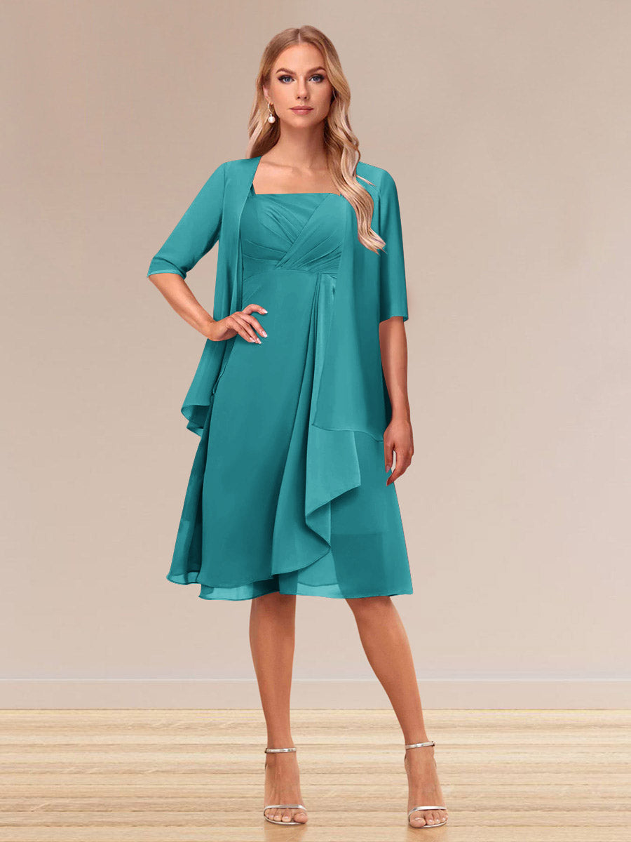 A-Linie/Princess-Linie Halbarm Formelle Abendkleider mit Rüschen und Jacke