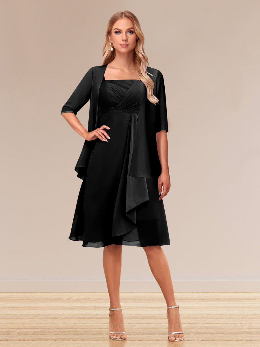 A-Linie/Princess-Linie Halbarm Formelle Abendkleider mit Rüschen und Jacke