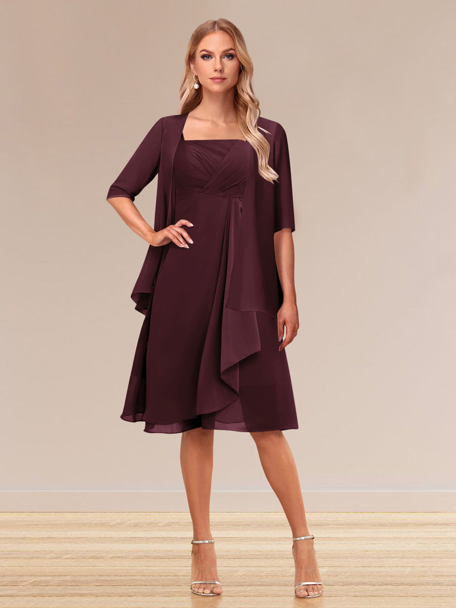 A-Linie/Princess-Linie Halbarm Formelle Abendkleider mit Rüschen und Jacke