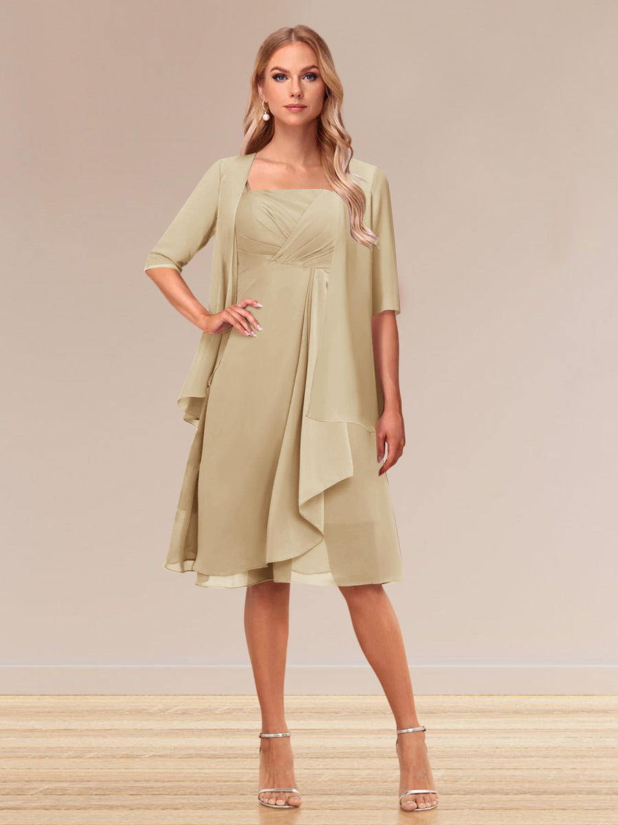 A-Linie/Princess-Linie Halbarm Formelle Abendkleider mit Rüschen und Jacke