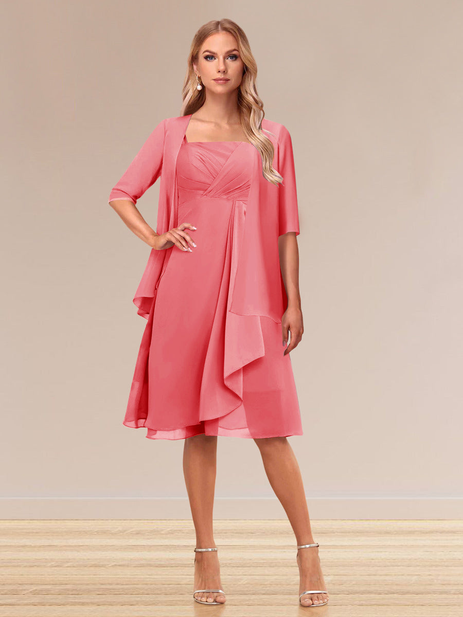 A-Linie/Princess-Linie Halbarm Formelle Abendkleider mit Rüschen und Jacke