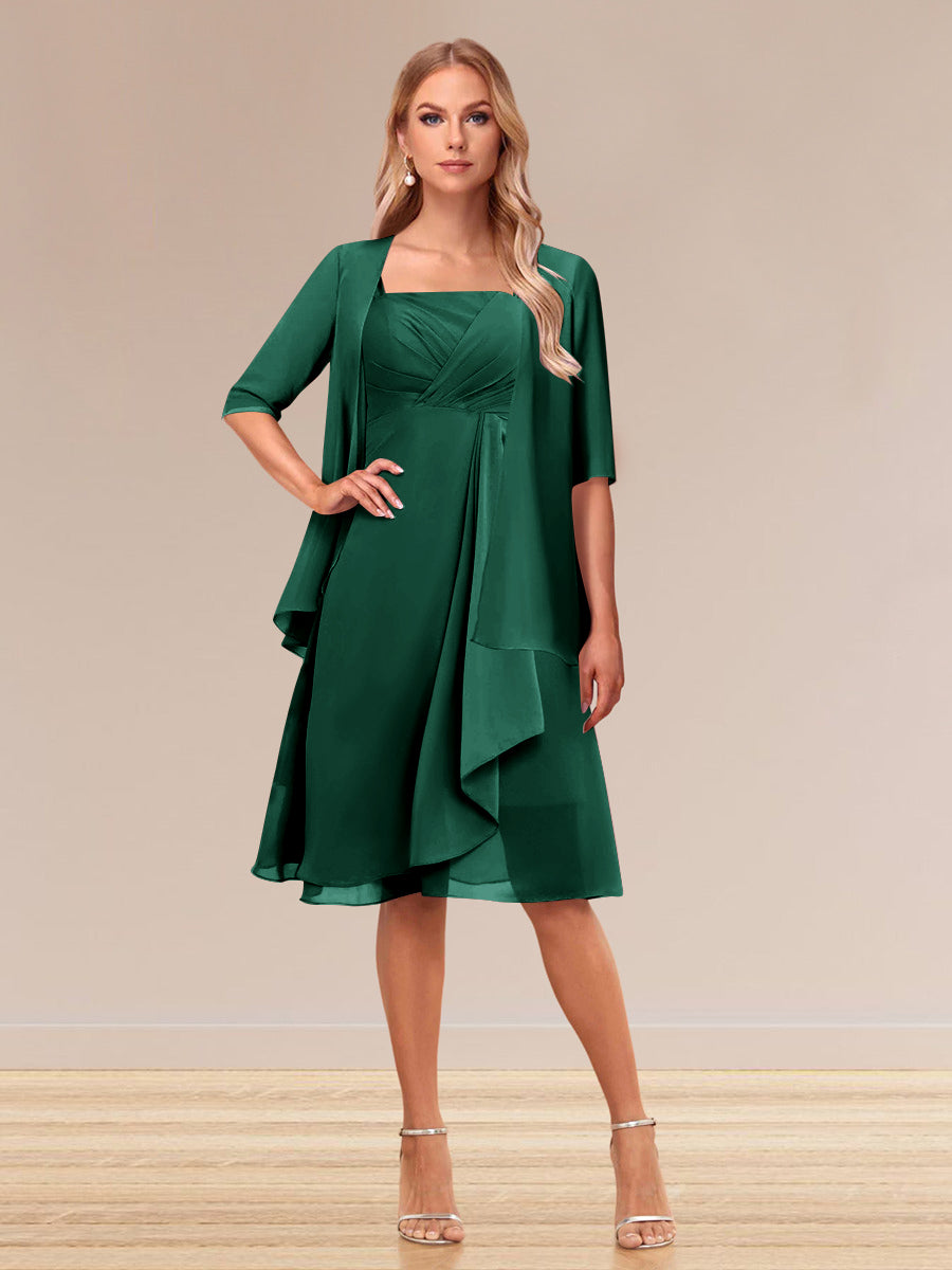 A-Linie/Princess-Linie Halbarm Formelle Abendkleider mit Rüschen und Jacke