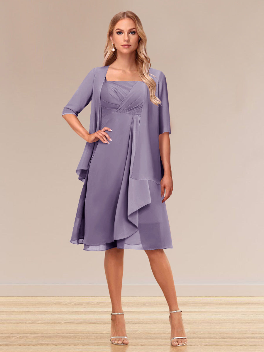 A-Linie/Princess-Linie Halbarm Formelle Abendkleider mit Rüschen und Jacke