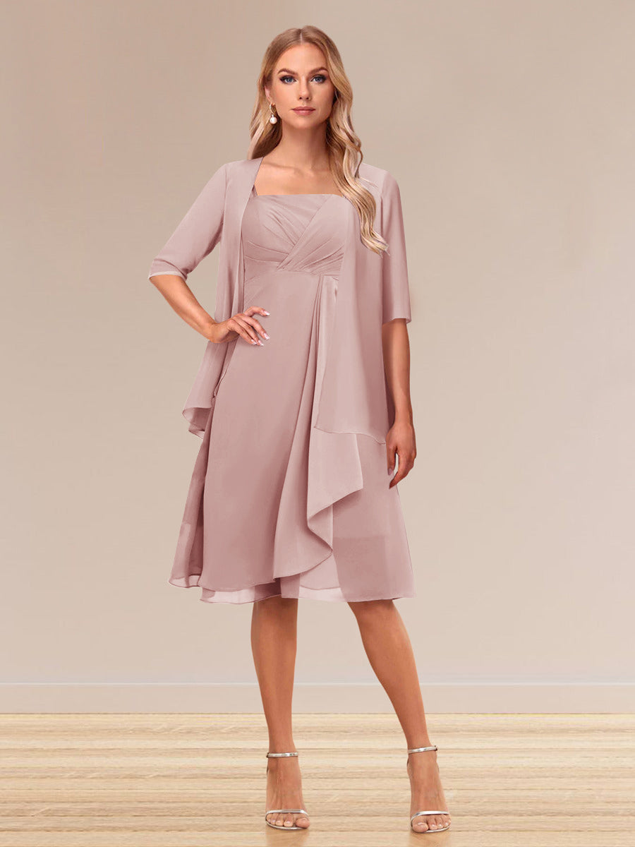 A-Linie/Princess-Linie Halbarm Formelle Abendkleider mit Rüschen und Jacke