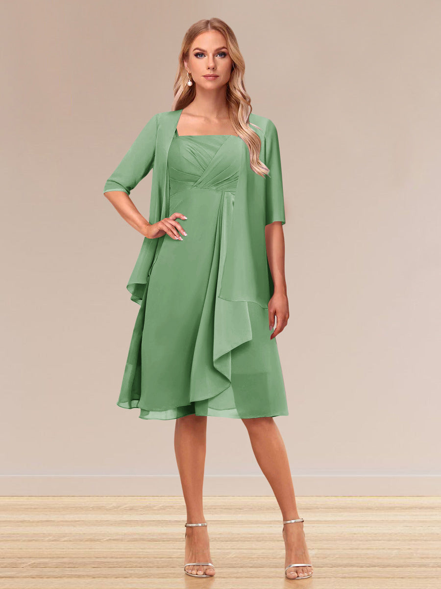 A-Linie/Princess-Linie Halbarm Formelle Abendkleider mit Rüschen und Jacke