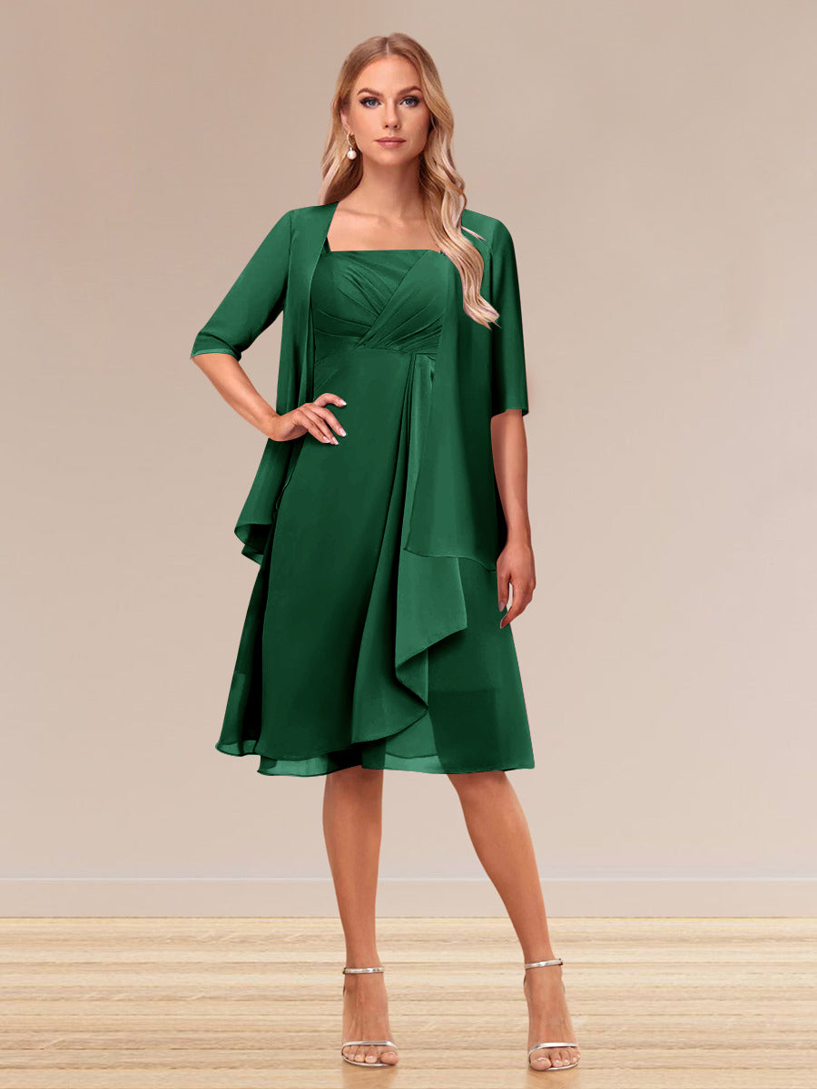 A-Linie/Princess-Linie Halbarm Formelle Abendkleider mit Rüschen und Jacke