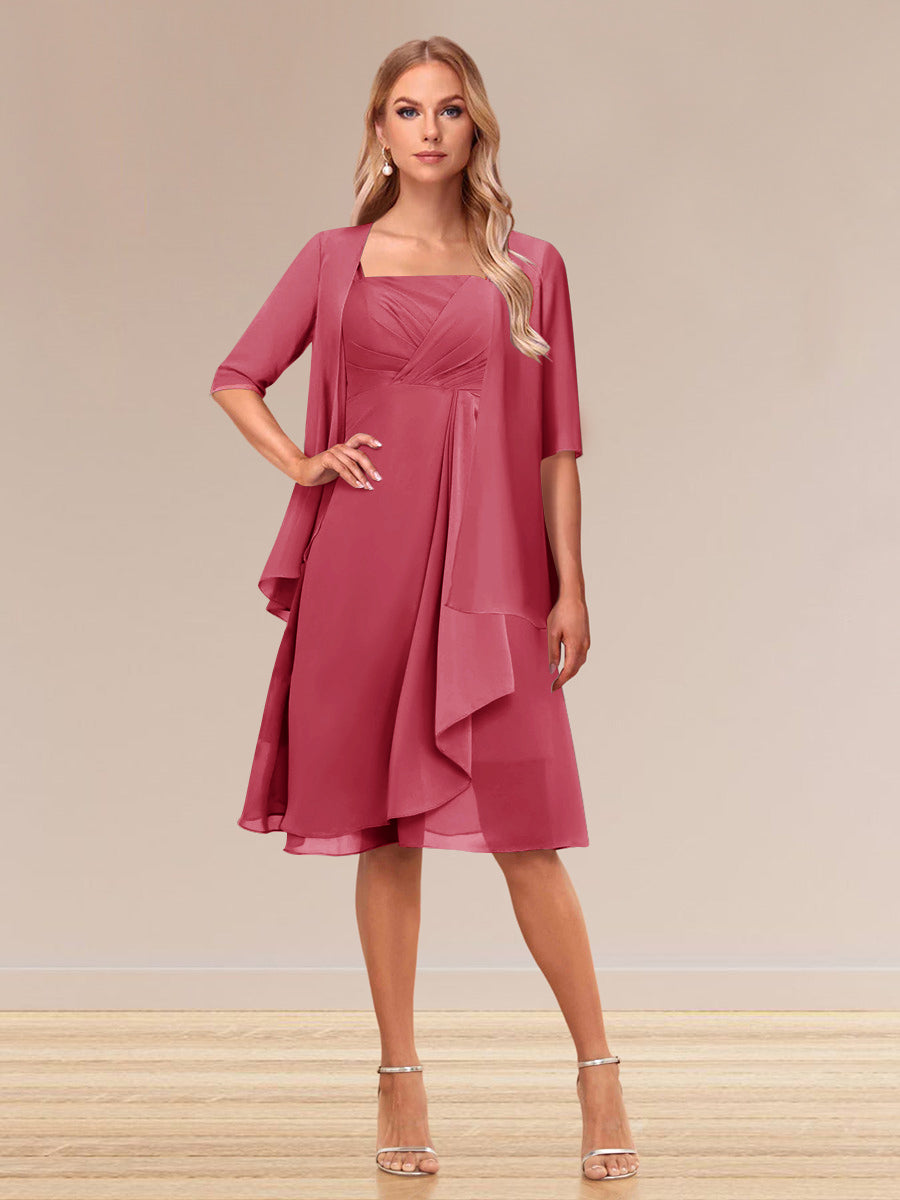 A-Linie/Princess-Linie Halbarm Formelle Abendkleider mit Rüschen und Jacke