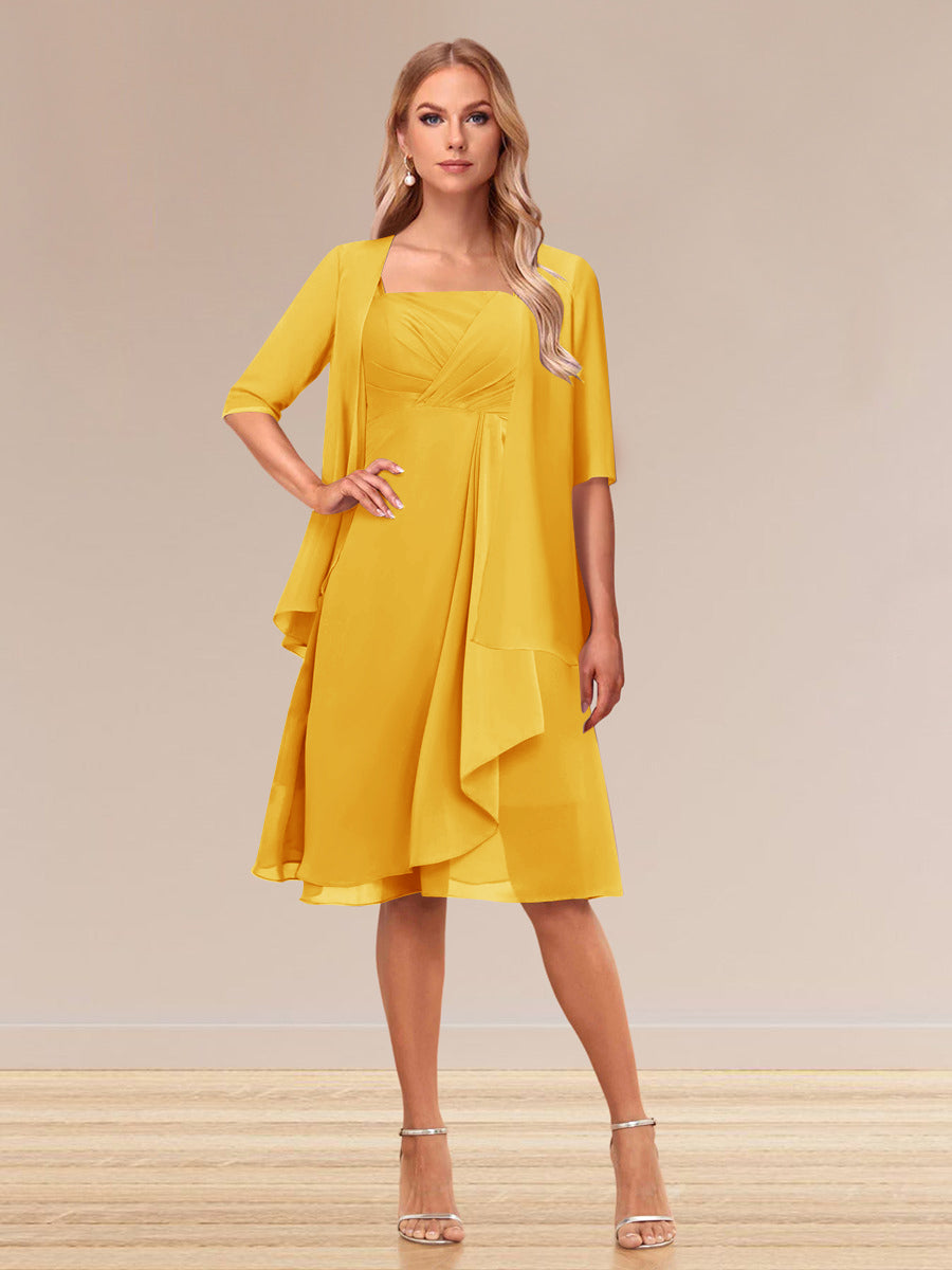 A-Linie/Princess-Linie Halbarm Formelle Abendkleider mit Rüschen und Jacke