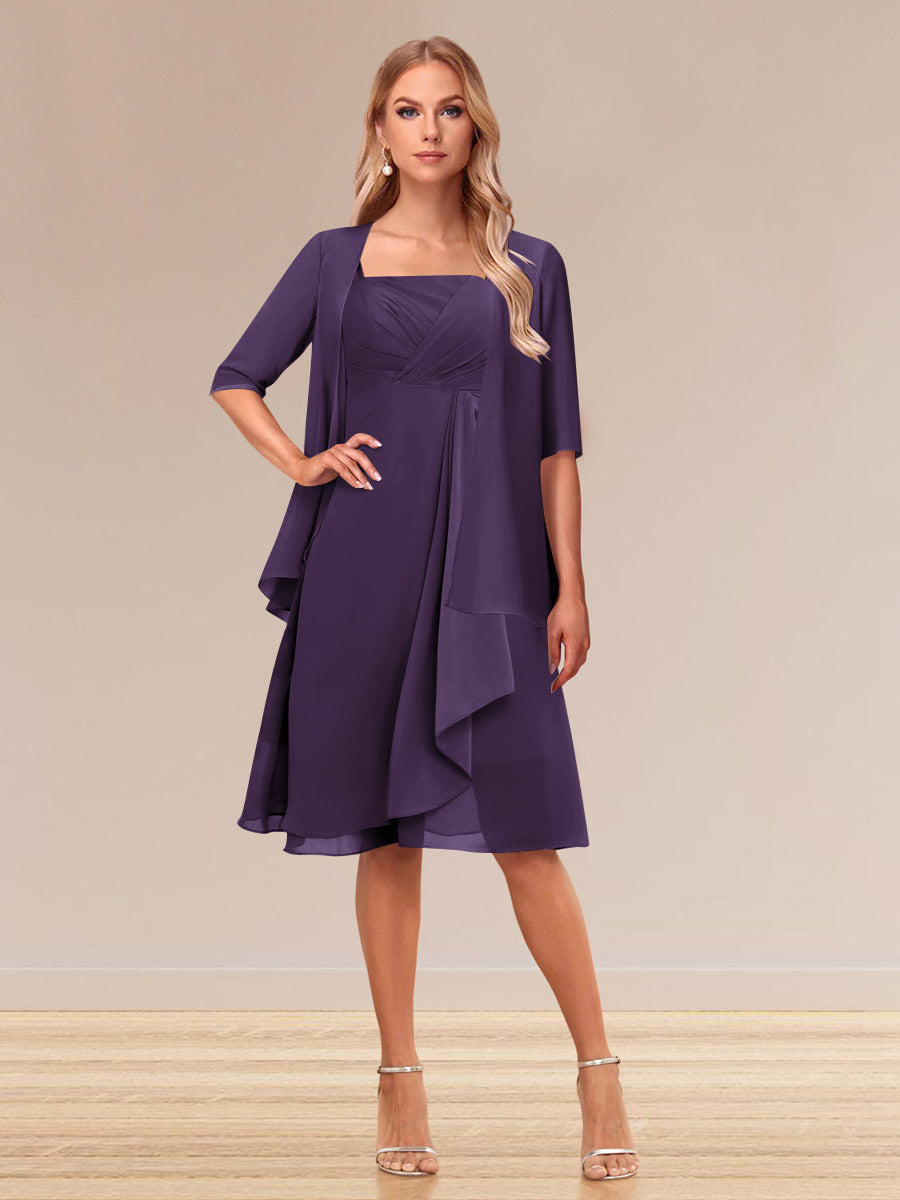 A-Linie/Princess-Linie Halbarm Formelle Abendkleider mit Rüschen und Jacke