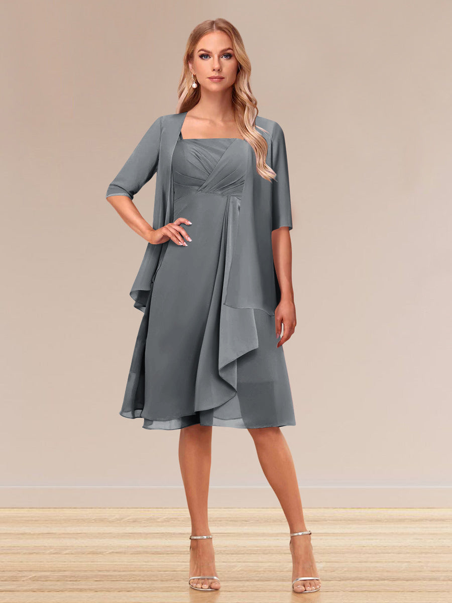 A-Linie/Princess-Linie Halbarm Formelle Abendkleider mit Rüschen und Jacke