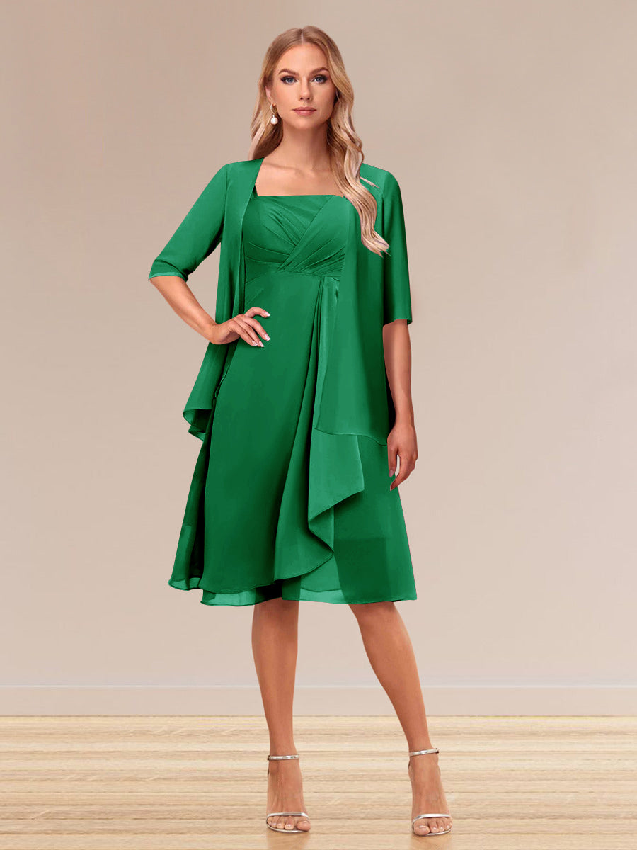 A-Linie/Princess-Linie Halbarm Formelle Abendkleider mit Rüschen und Jacke