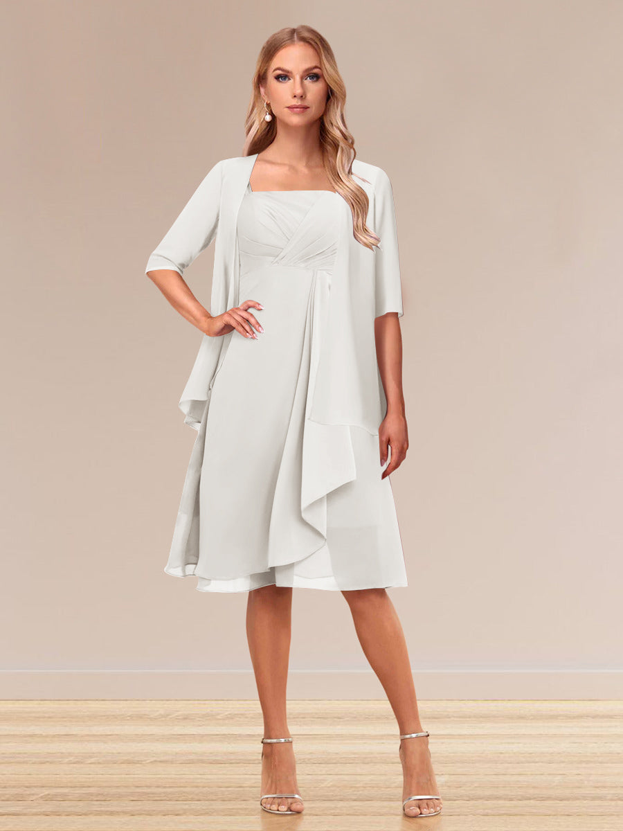 A-Linie/Princess-Linie Halbarm Formelle Abendkleider mit Rüschen und Jacke