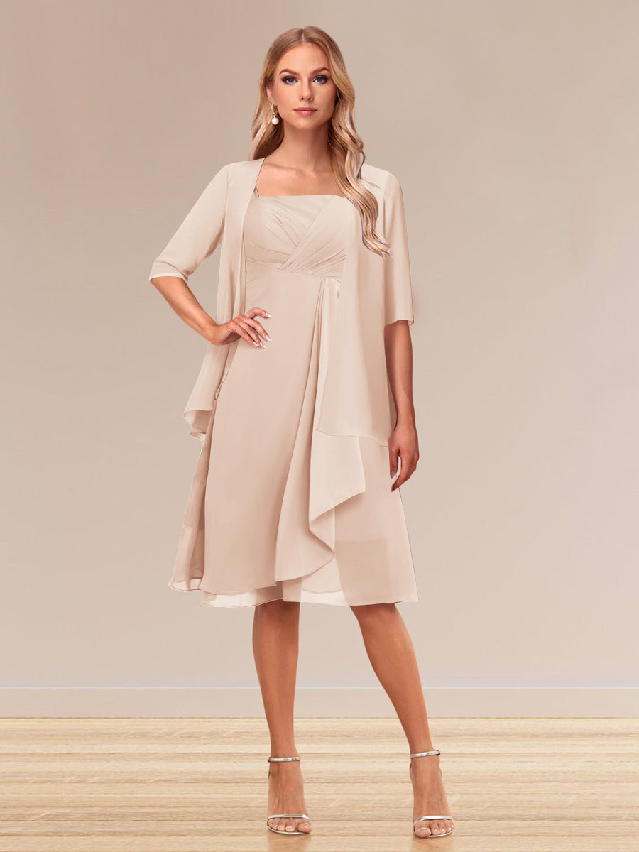 A-Linie/Princess-Linie Halbarm Formelle Abendkleider mit Rüschen und Jacke