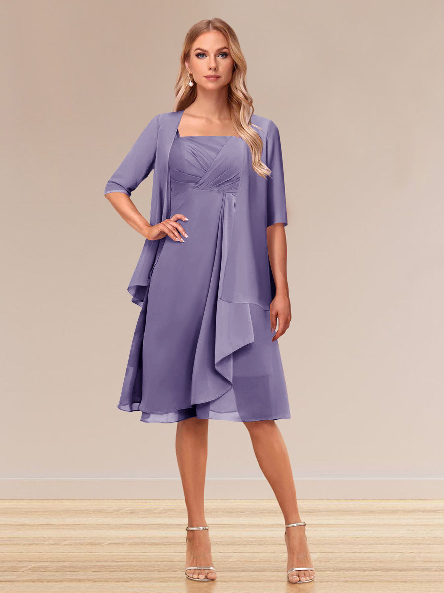 A-Linie/Princess-Linie Halbarm Formelle Abendkleider mit Rüschen und Jacke