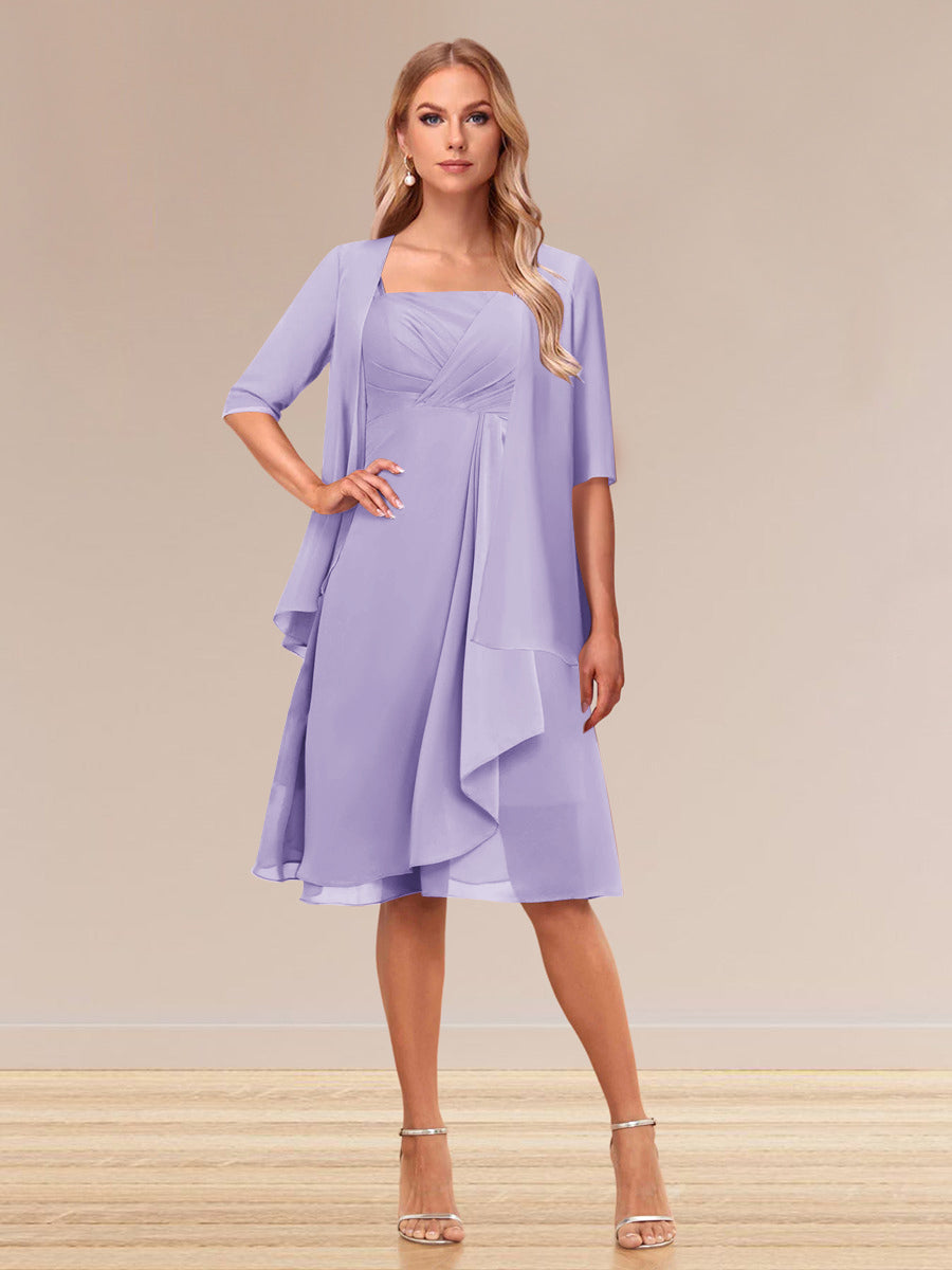 A-Linie/Princess-Linie Halbarm Formelle Abendkleider mit Rüschen und Jacke