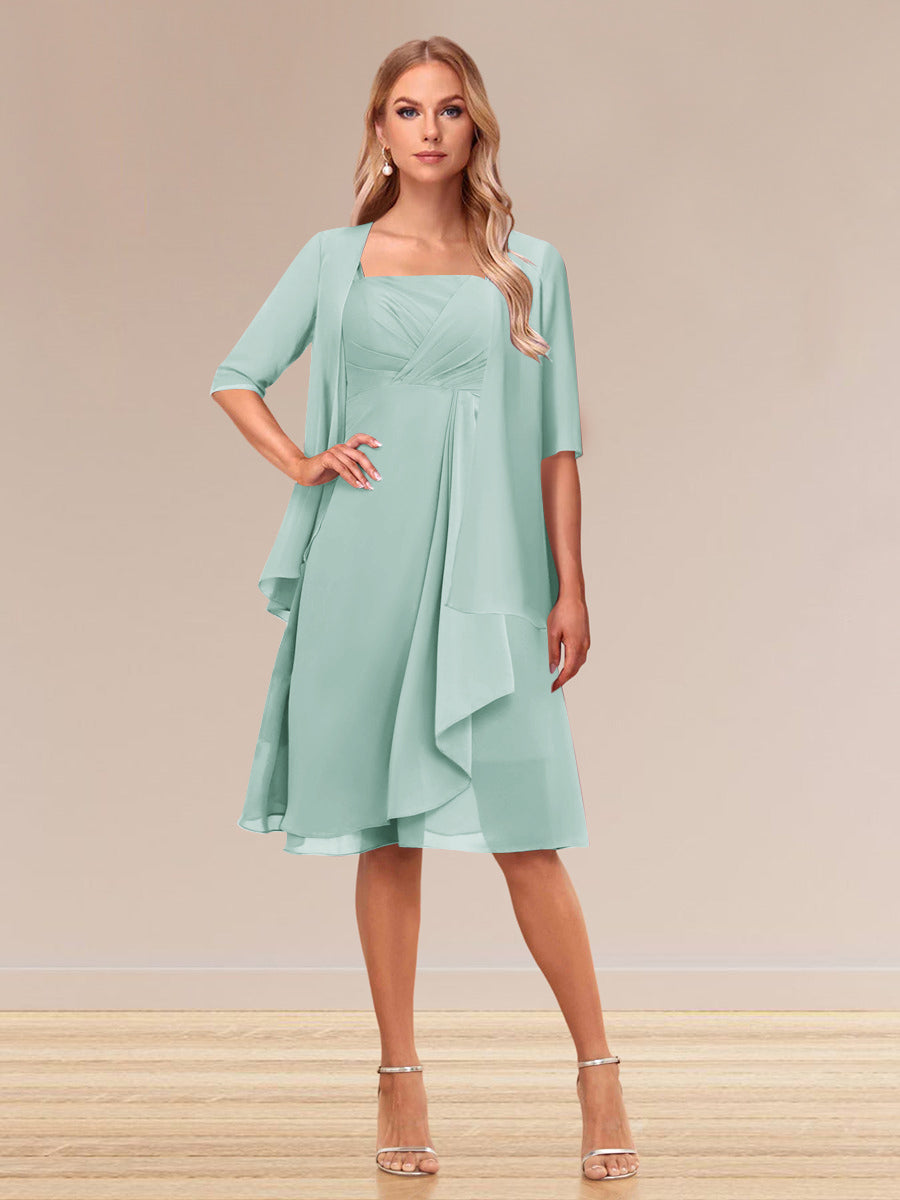 A-Linie/Princess-Linie Halbarm Formelle Abendkleider mit Rüschen und Jacke