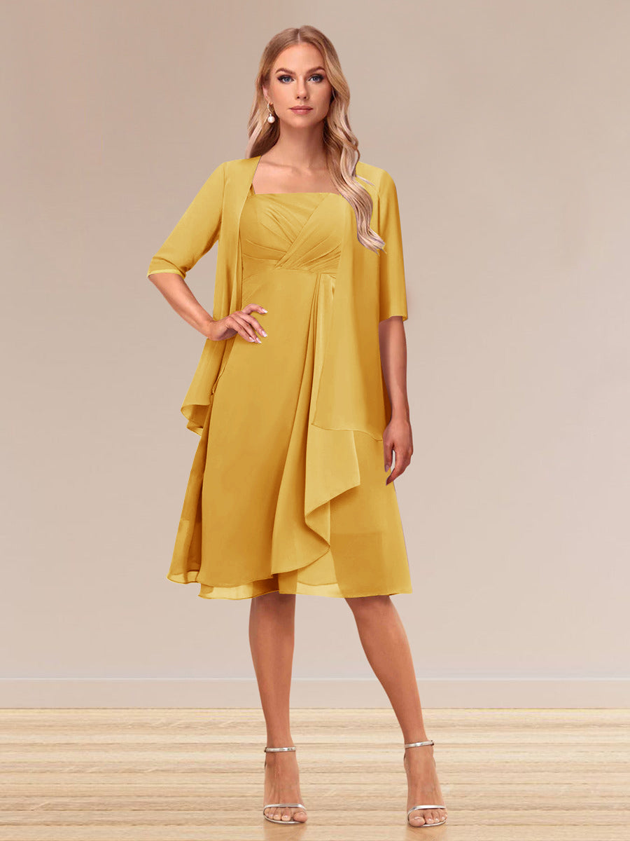 A-Linie/Princess-Linie Halbarm Formelle Abendkleider mit Rüschen und Jacke