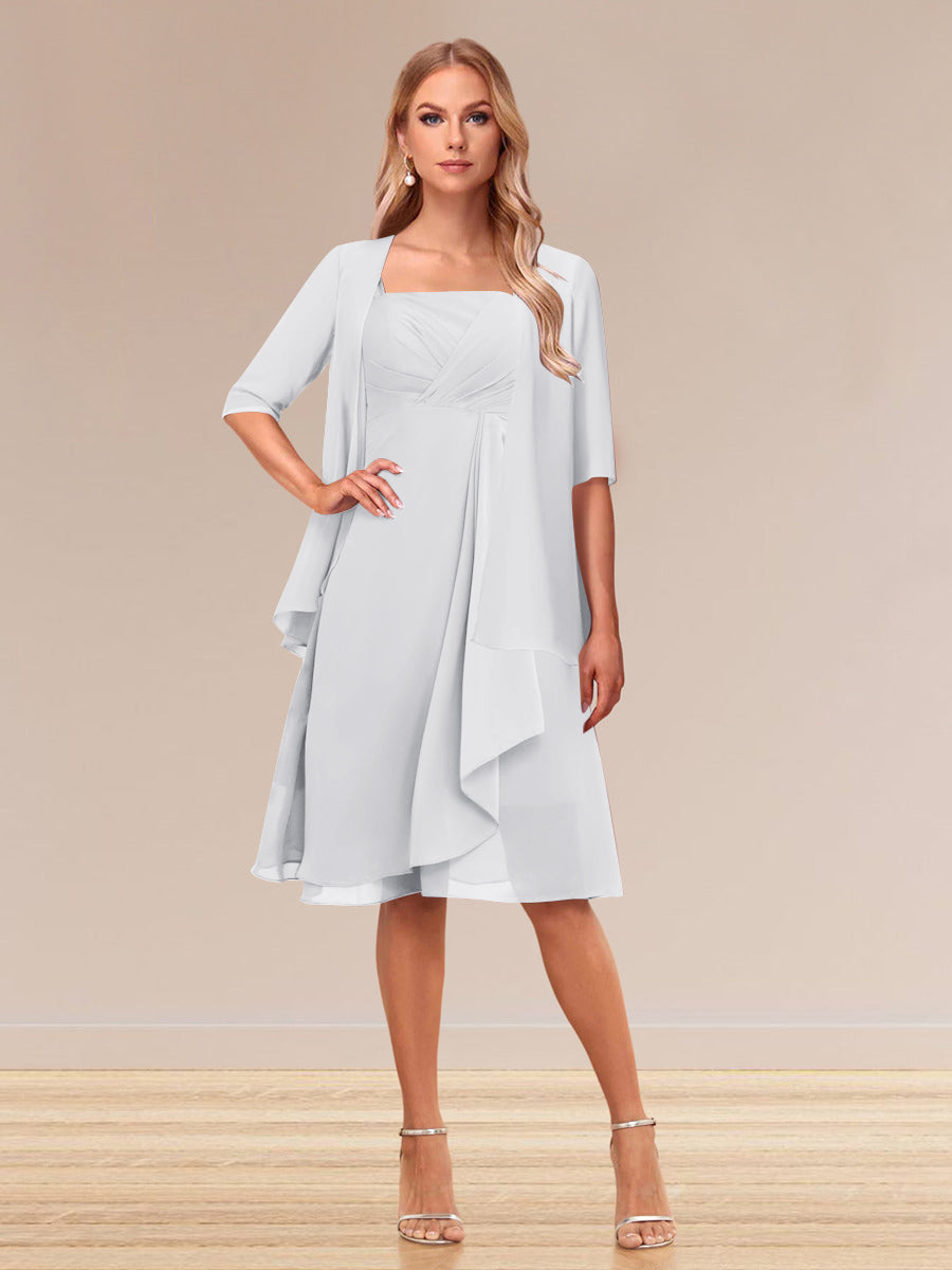 A-Linie/Princess-Linie Halbarm Formelle Abendkleider mit Rüschen und Jacke