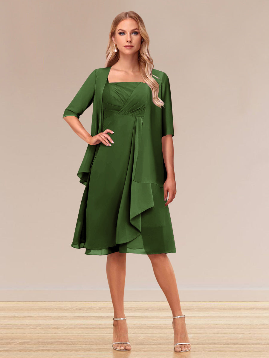 A-Linie/Princess-Linie Halbarm Formelle Abendkleider mit Rüschen und Jacke