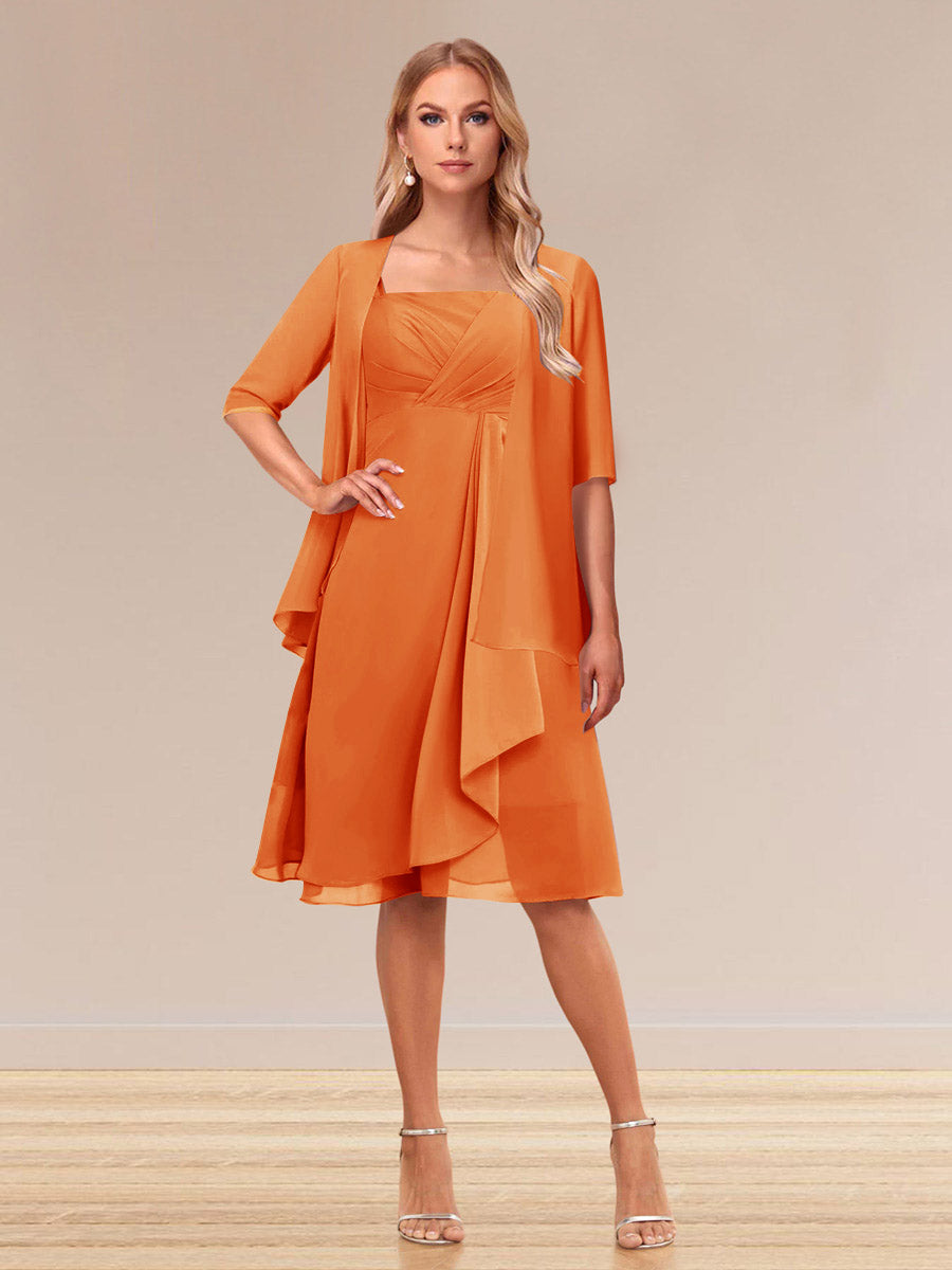 A-Linie/Princess-Linie Halbarm Formelle Abendkleider mit Rüschen und Jacke