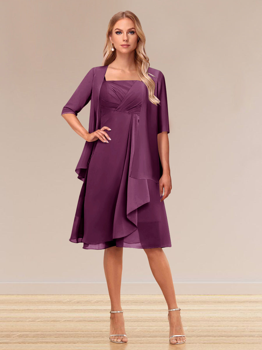 A-Linie/Princess-Linie Halbarm Formelle Abendkleider mit Rüschen und Jacke