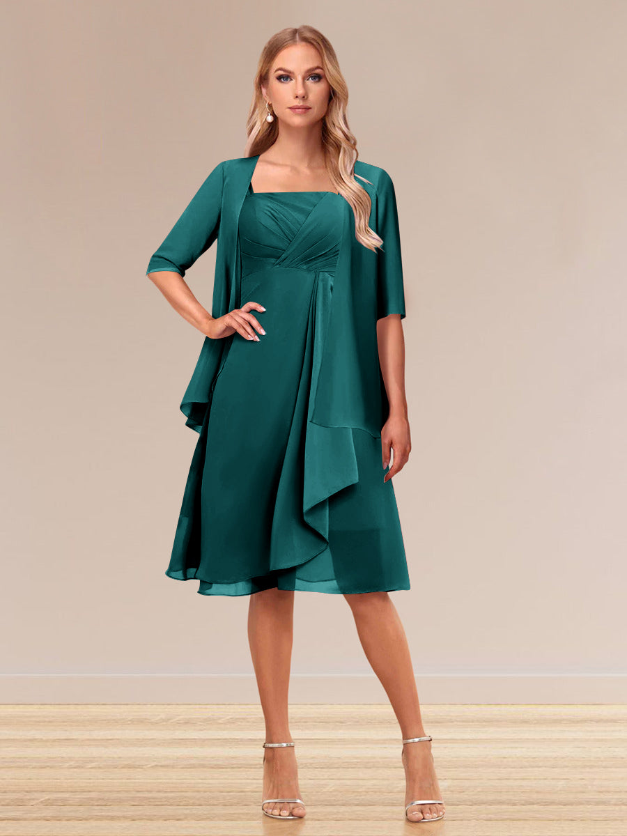 A-Linie/Princess-Linie Halbarm Formelle Abendkleider mit Rüschen und Jacke