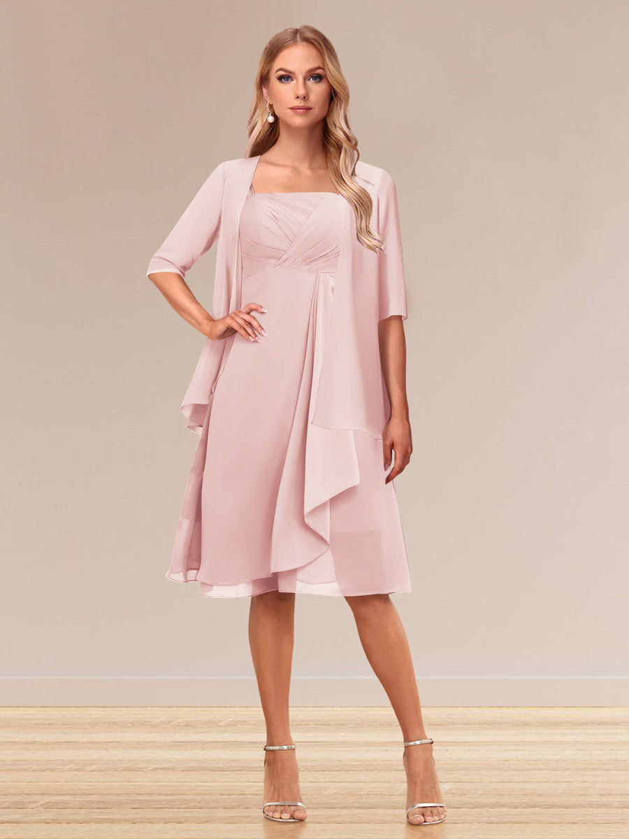 A-Linie/Princess-Linie Halbarm Formelle Abendkleider mit Rüschen und Jacke