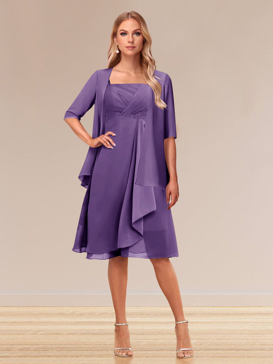 A-Linie/Princess-Linie Halbarm Formelle Abendkleider mit Rüschen und Jacke