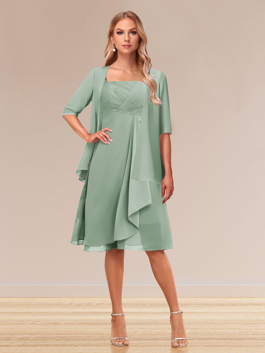 A-Linie/Princess-Linie Halbarm Formelle Abendkleider mit Rüschen und Jacke