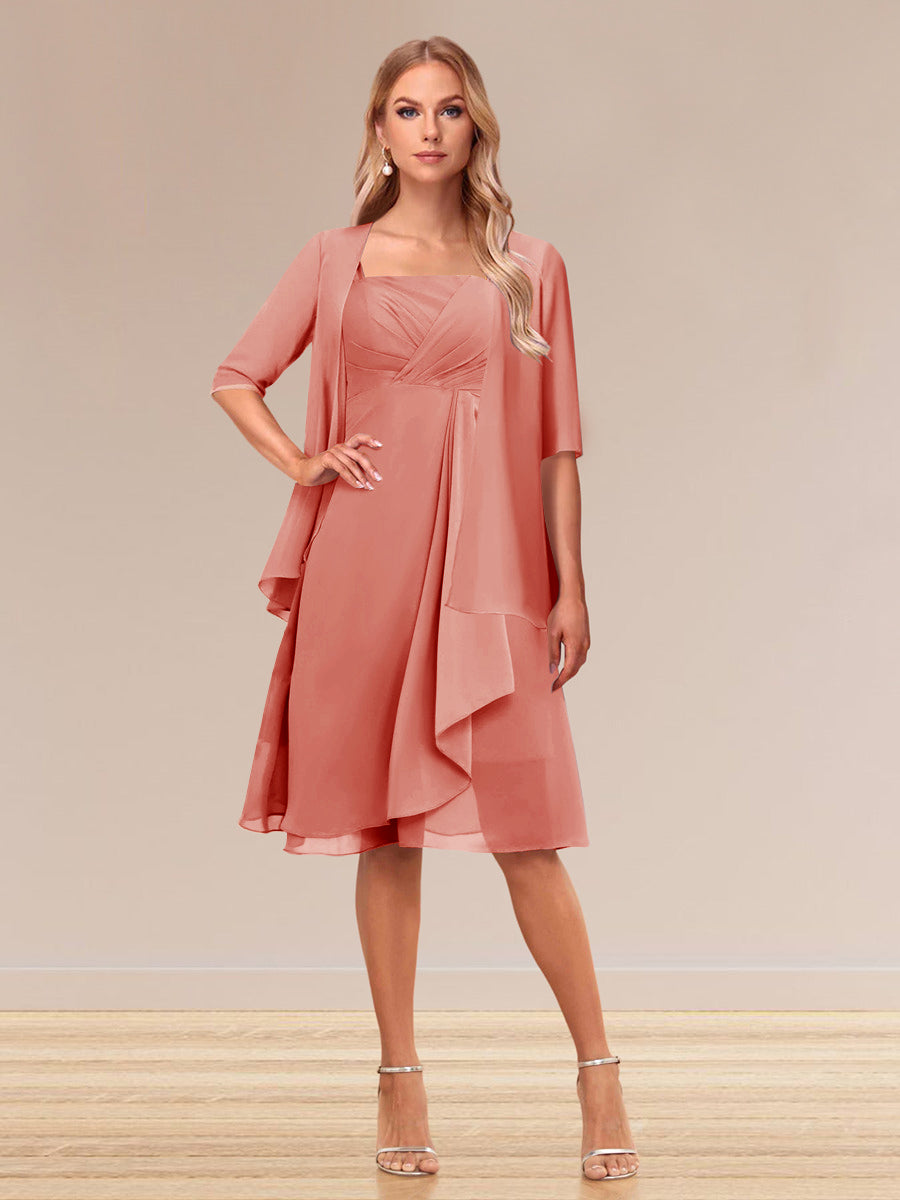 A-Linie/Princess-Linie Halbarm Formelle Abendkleider mit Rüschen und Jacke