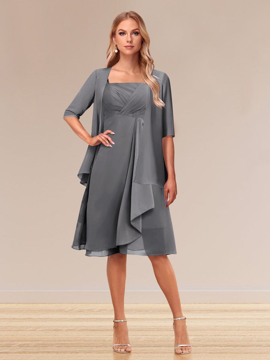 A-Linie/Princess-Linie Halbarm Formelle Abendkleider mit Rüschen und Jacke