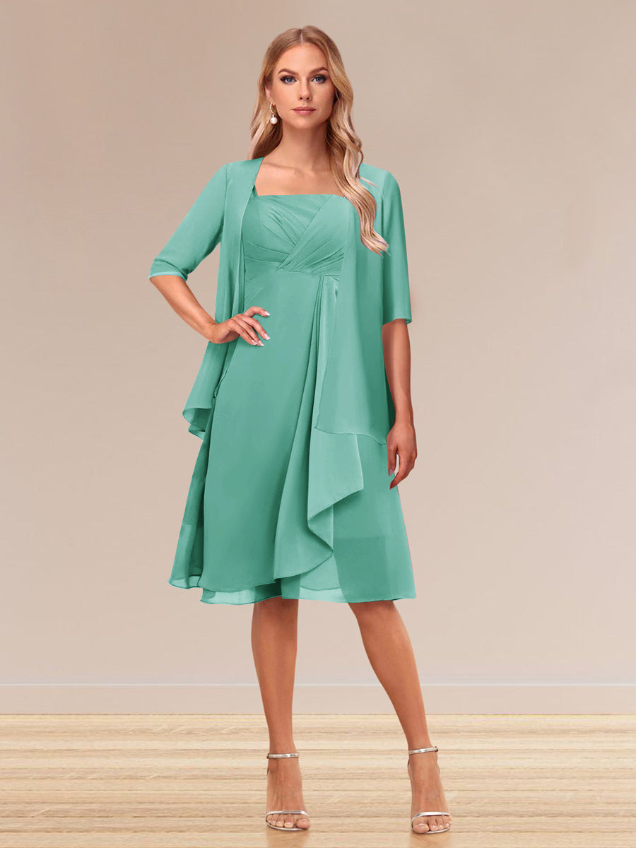 A-Linie/Princess-Linie Halbarm Formelle Abendkleider mit Rüschen und Jacke