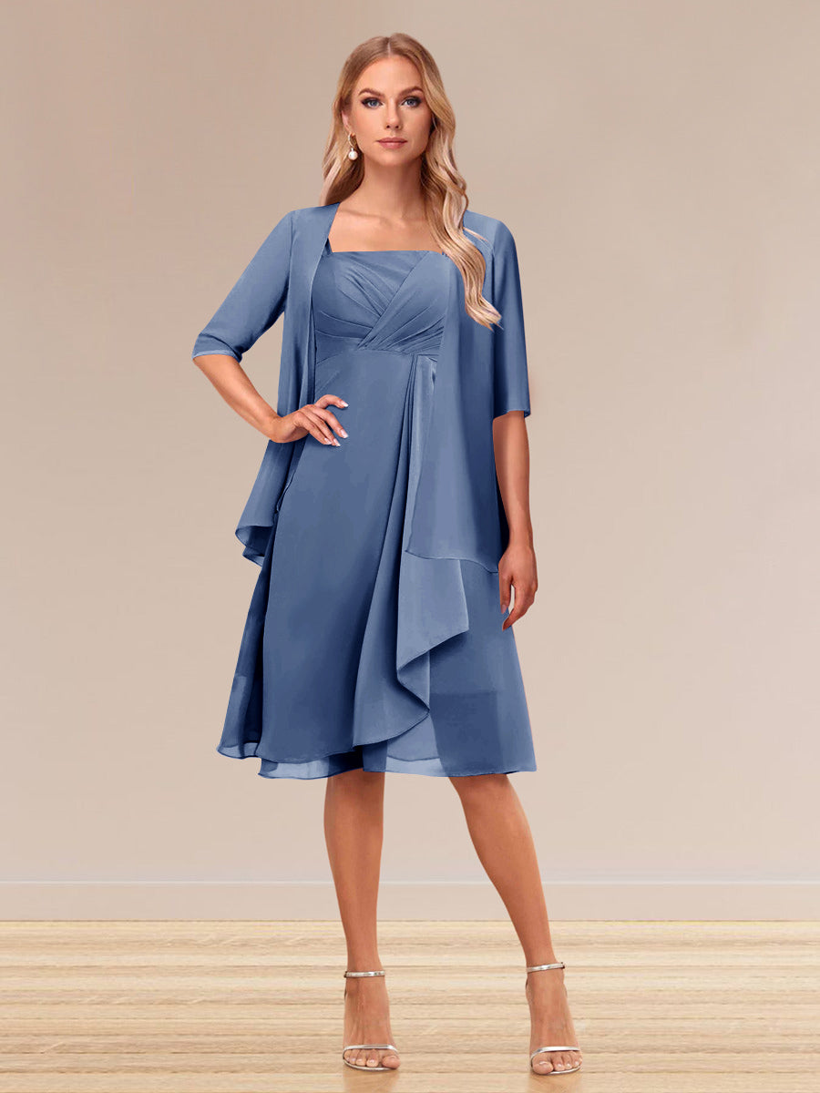 A-Linie/Princess-Linie Halbarm Formelle Abendkleider mit Rüschen und Jacke