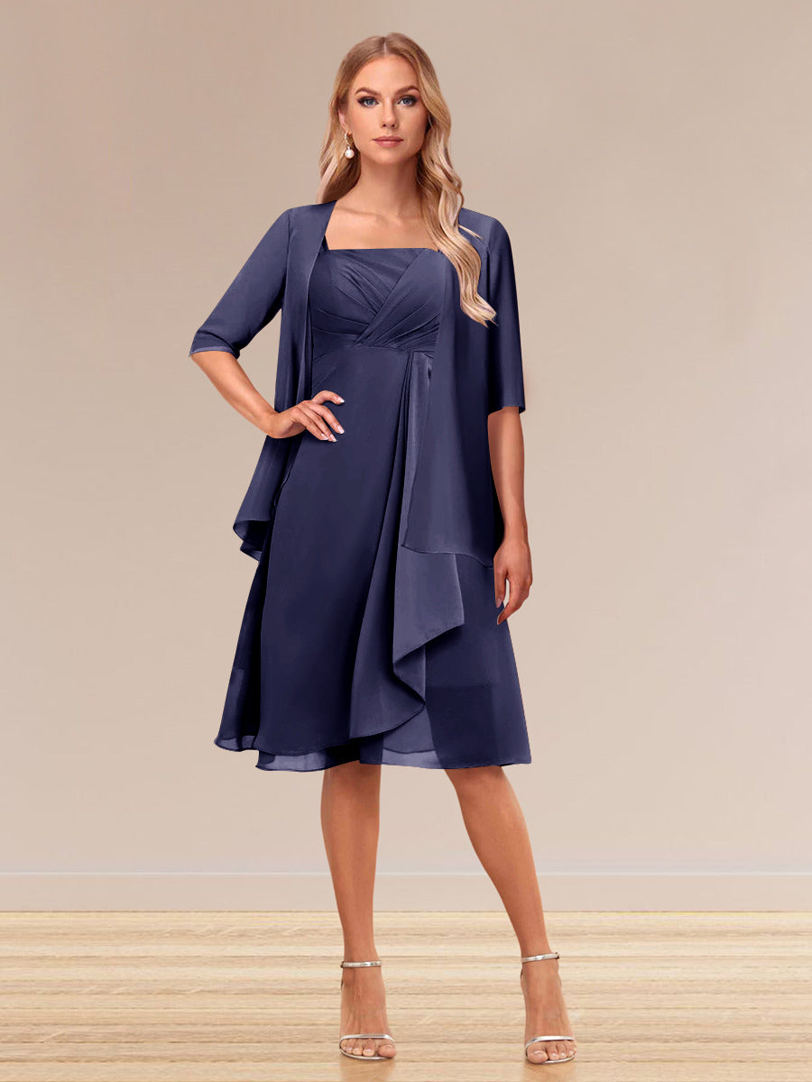 A-Linie/Princess-Linie Halbarm Formelle Abendkleider mit Rüschen und Jacke