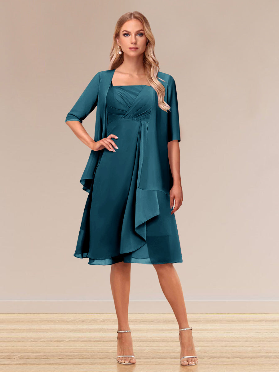 A-Linie/Princess-Linie Halbarm Formelle Abendkleider mit Rüschen und Jacke