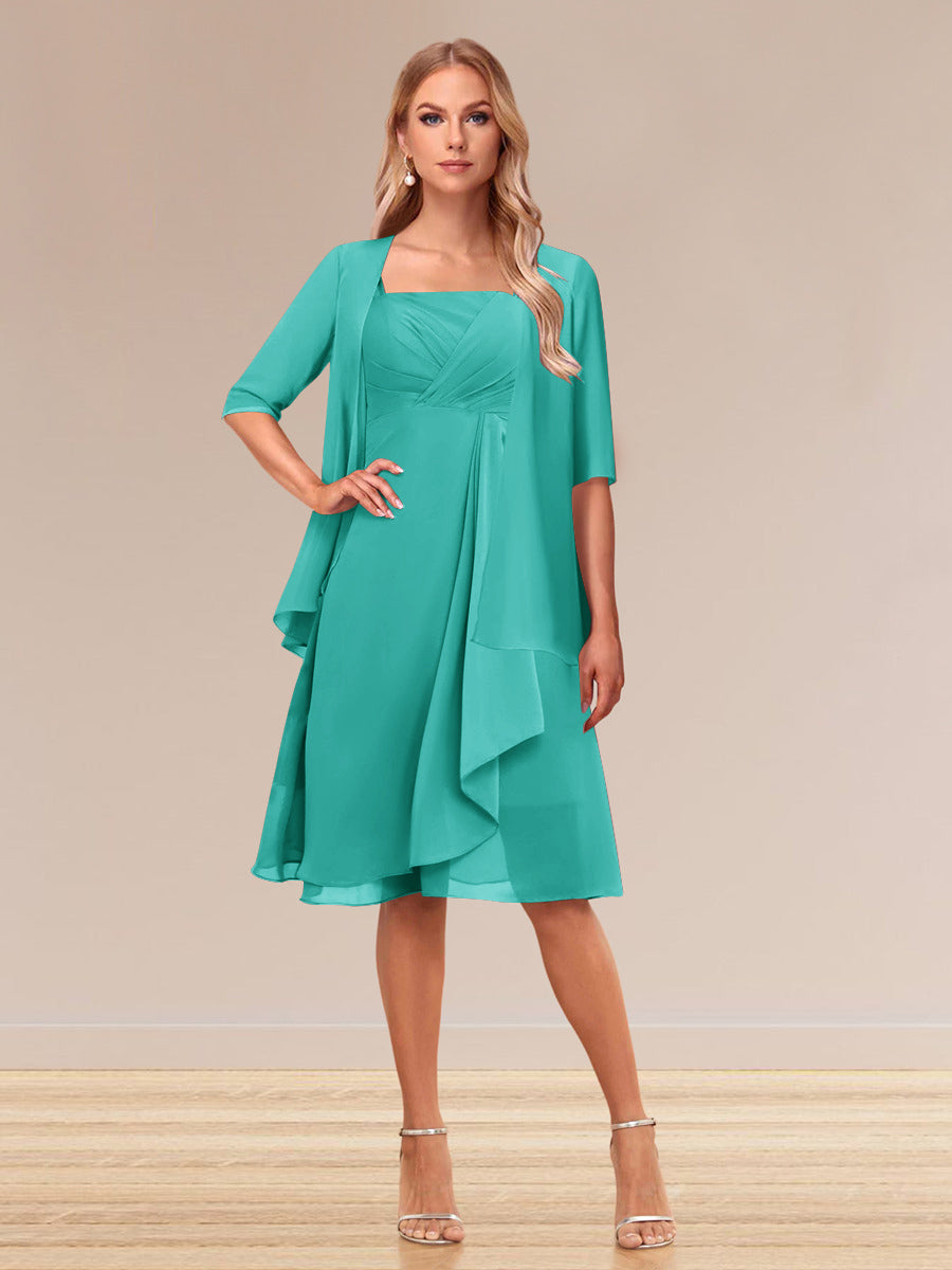 A-Linie/Princess-Linie Halbarm Formelle Abendkleider mit Rüschen und Jacke