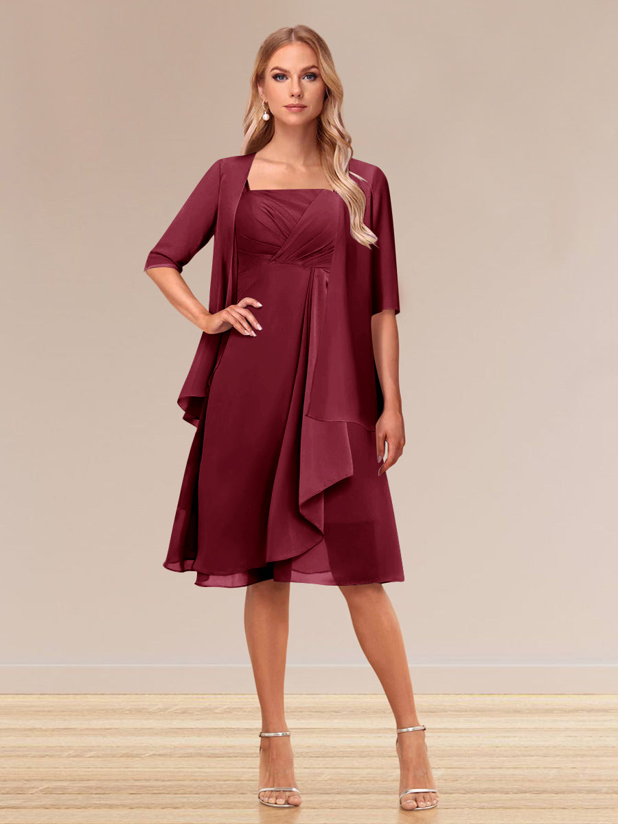 A-Linie/Princess-Linie Halbarm Formelle Abendkleider mit Rüschen und Jacke