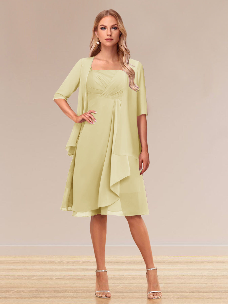 A-Linie/Princess-Linie Halbarm Formelle Abendkleider mit Rüschen und Jacke