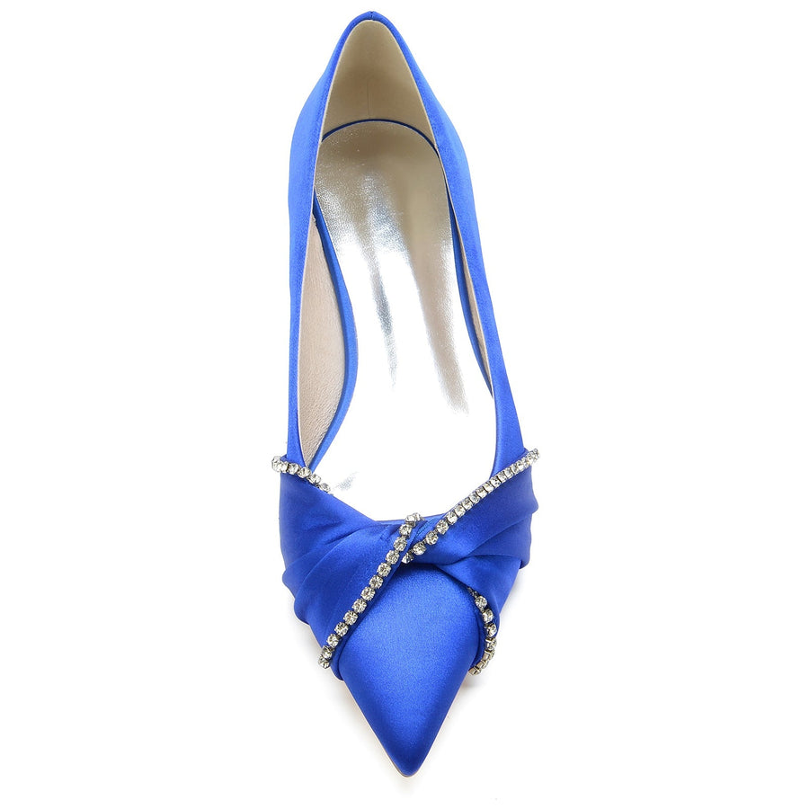 Damen Seidensatin Strass mit Geschlossener Spitze Flacher Absatz Abendschuhe