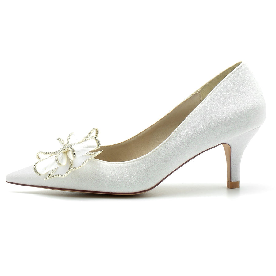 Damen Glitzer Mit Schleife Geschlossene Zehen Stiletto Absatz Abendschuhe