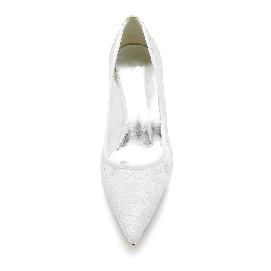 Damen Abendschuhe mit Spitze und Stiletto-Absatz