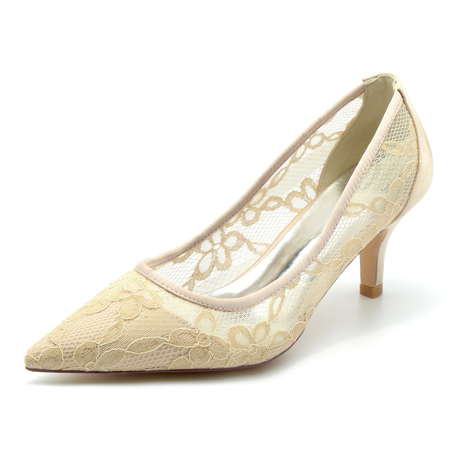 Damen Abendschuhe mit Spitze und Stiletto-Absatz