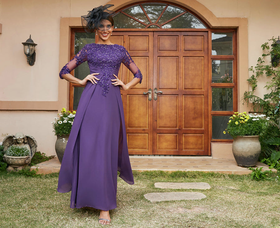 A-Linie/Prinzessin Lange Abendkleider mit Spitzenapplikationen & Halbärmeln