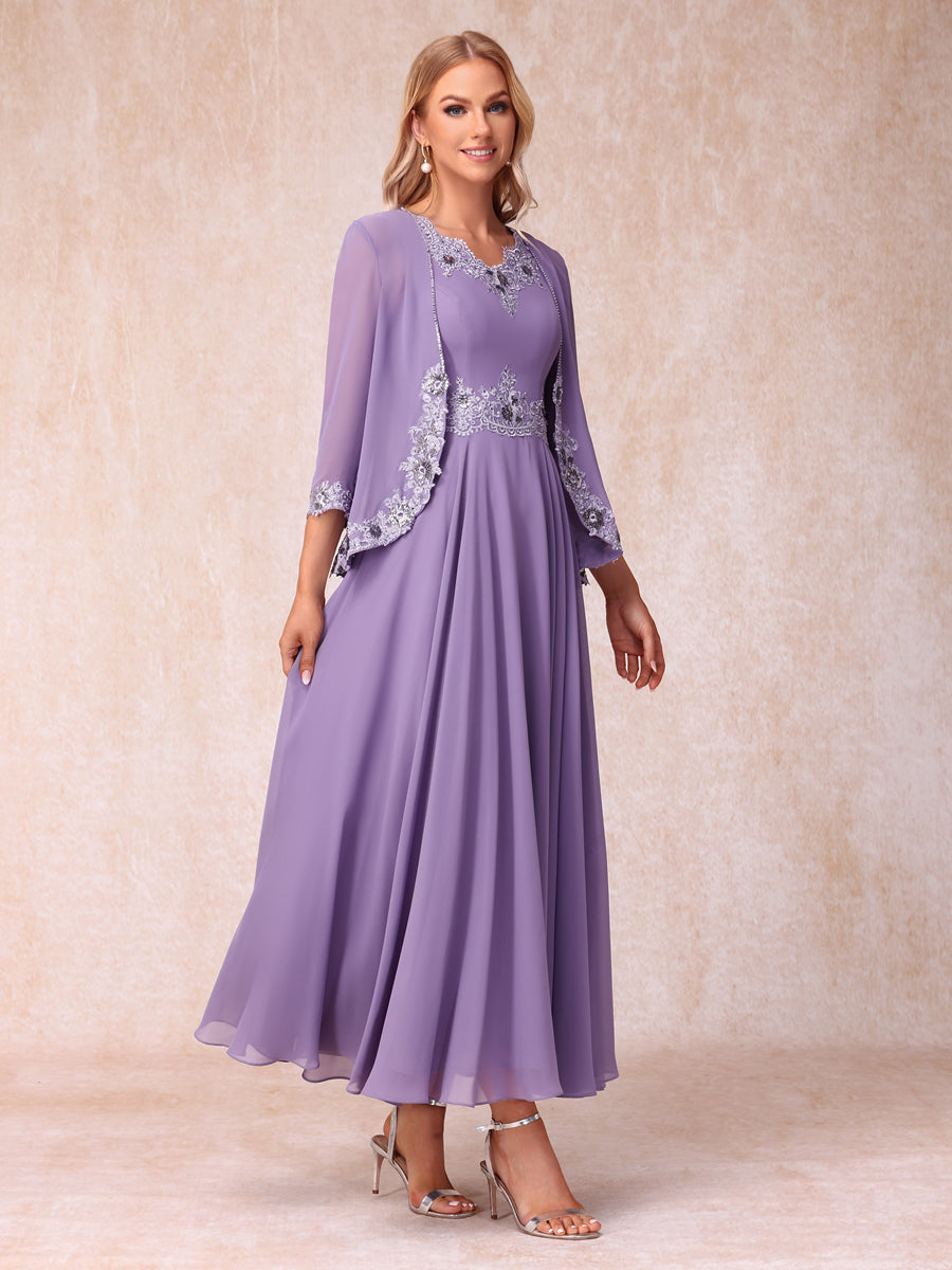 A-Linie/Prinzessin V-Ausschnitt Ärmellos Lange Formelle Abendkleider mit Applikationen Und Jacke
