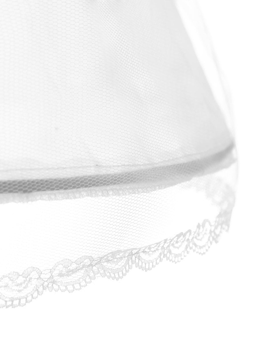 1-Stufiger Tüll mit Spitze Knielang 3-Reifen-Unterrock für Hochzeits-Ballkleider